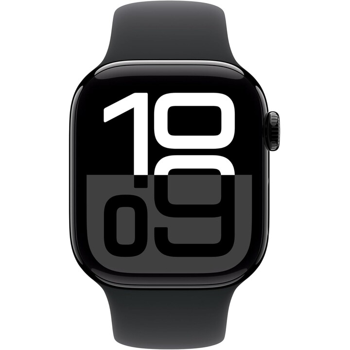 Apple Watch Series 10 GPS Cellular 42mm Jet Black Aluminium Case with Black Sport Band - Size S/M