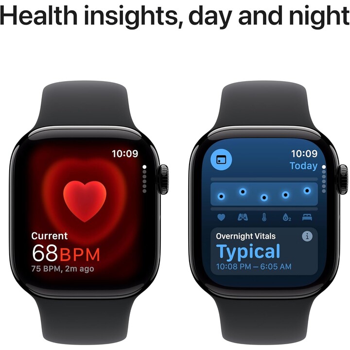 Apple Watch Series 10 GPS Cellular 42mm Jet Black Aluminium Case with Black Sport Band - Size S/M