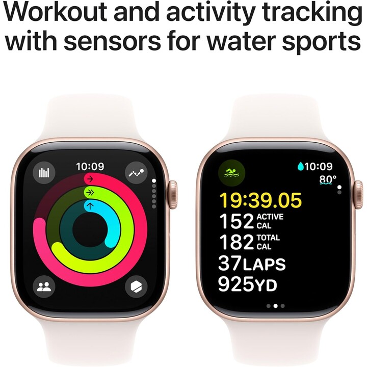 Apple Watch Series 10 GPS Cellular 46mm Rose Gold Aluminium Case and Blush Pink Sport Band Size M/L