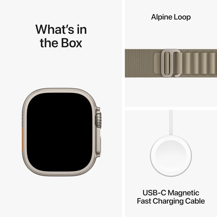 Apple Watch Ultra 2 GPS Cellular 49mm Cassa in titanio con cinturino Alpine Loop Oliva media