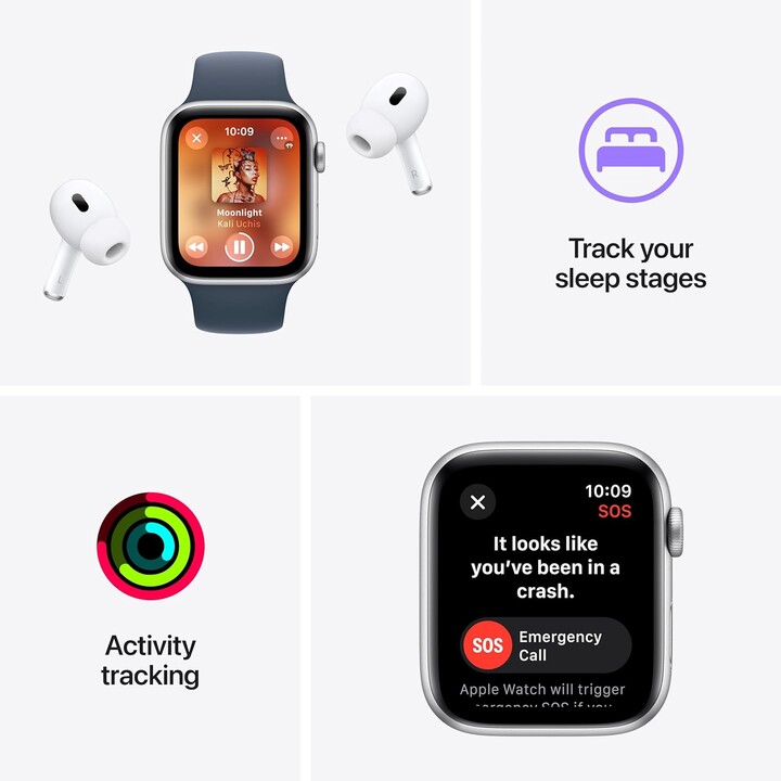 Apple Watch SE 2024 GPS Cellular Caja de aluminio medianoche de 40mm con correa deportiva medianoche Talla S/M