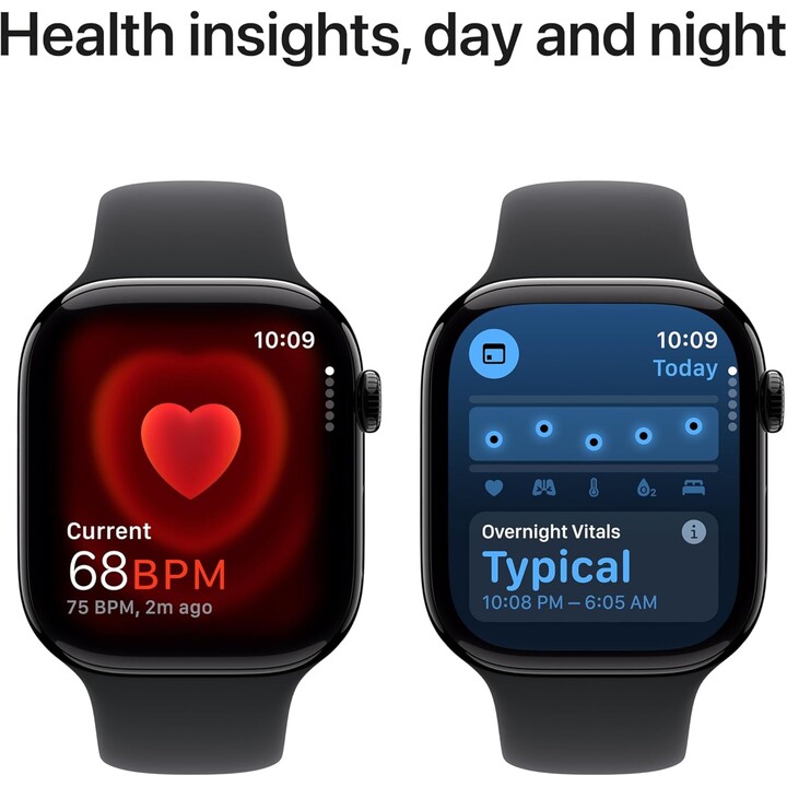 Apple Watch Series 10 GPS 46mm Caja de aluminio en negro azabache y correa deportiva negra Talla M/L