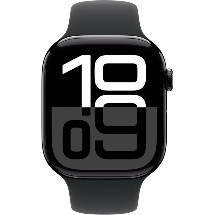 Apple Watch Series 10 GPS Cellular 46mm Jet Black Aluminum Case with Black Sport Band - Size M/L