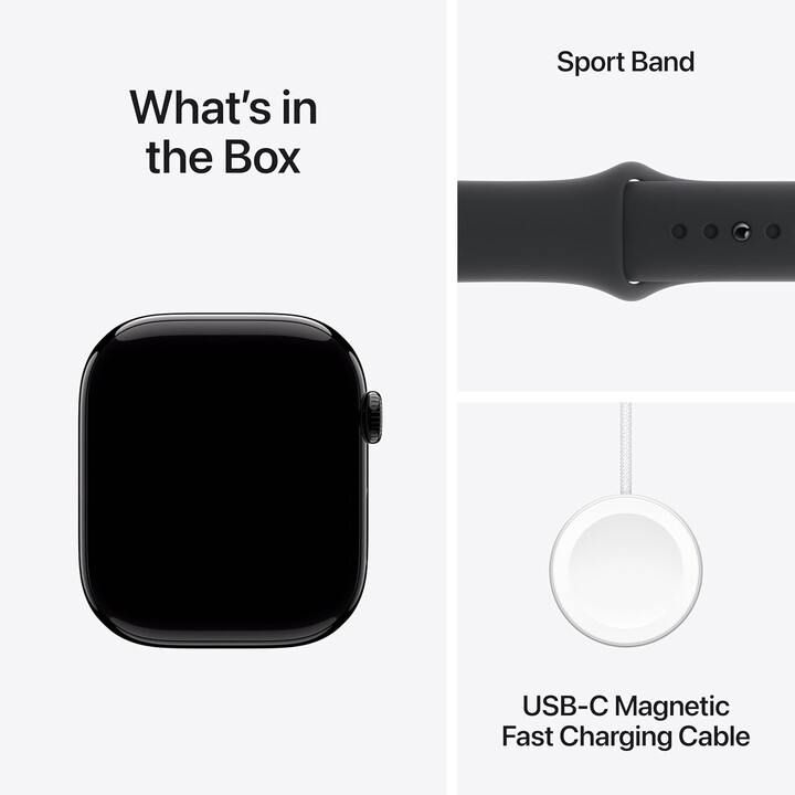 Apple Watch Series 10 GPS Cellular 46mm Jet Black Aluminum Case with Black Sport Band - Size M/L