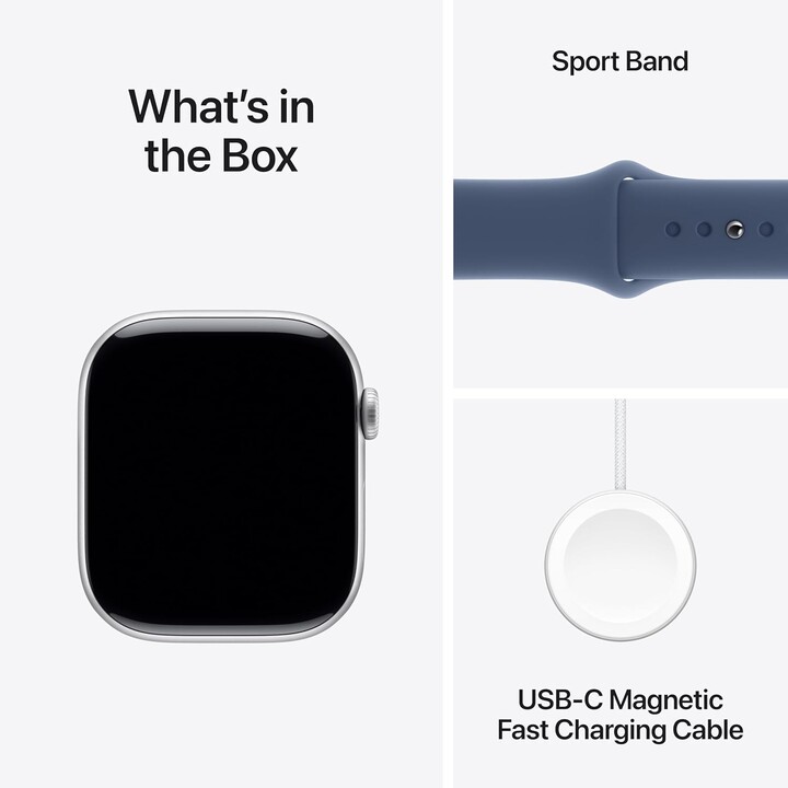 Apple Watch Series 10 GPS Cellular 46mm Silver aluminum case with denim sports strap Size M/L