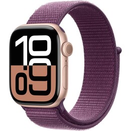 Apple Watch Series 10 GPS Cellular 42 mm Caja de aluminio en oro rosa con correa deportiva color ciruela - Talla única