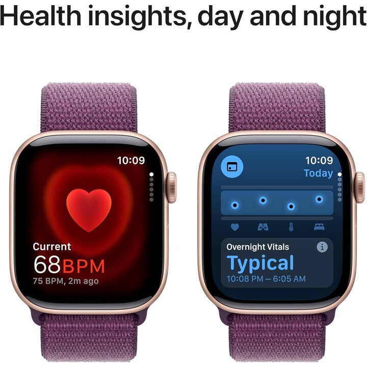 Apple Watch Series 10 GPS Cellular 42 mm Boîtier en aluminium or rose avec bracelet Sport prune - Taille unique