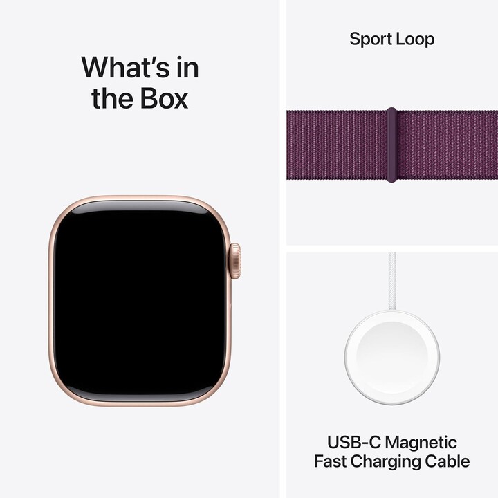 Apple Watch Series 10 GPS Cellular 42 mm caixa de alumínio ouro rosa com pulseira desportiva ameixa - tamanho único