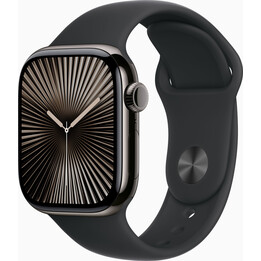 Apple Watch Series 10 GPS Cellular 42 mm Caja de titanio color pizarra con correa deportiva negra - Talla M/L