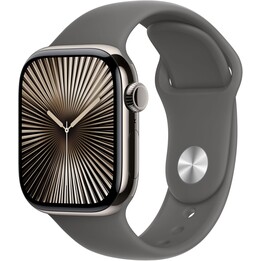 Apple Watch Series 10 GPS Cellular 42 mm Caja de titanio natural y correa deportiva gris piedra - Talla S/M