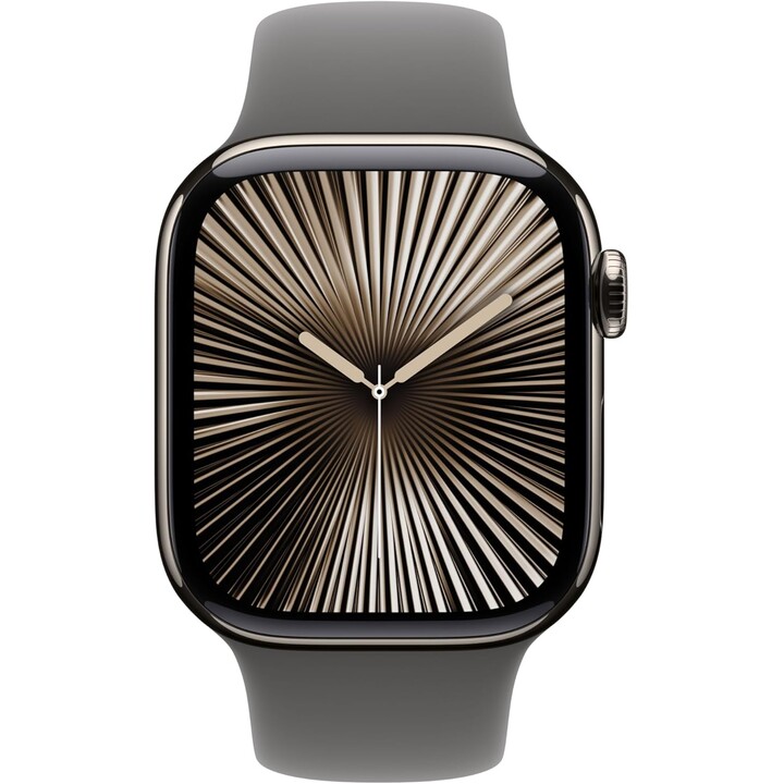 Apple Watch Series 10 GPS Cellular 42 mm Boîtier en titane naturel avec bracelet sport gris pierre - Taille S/M