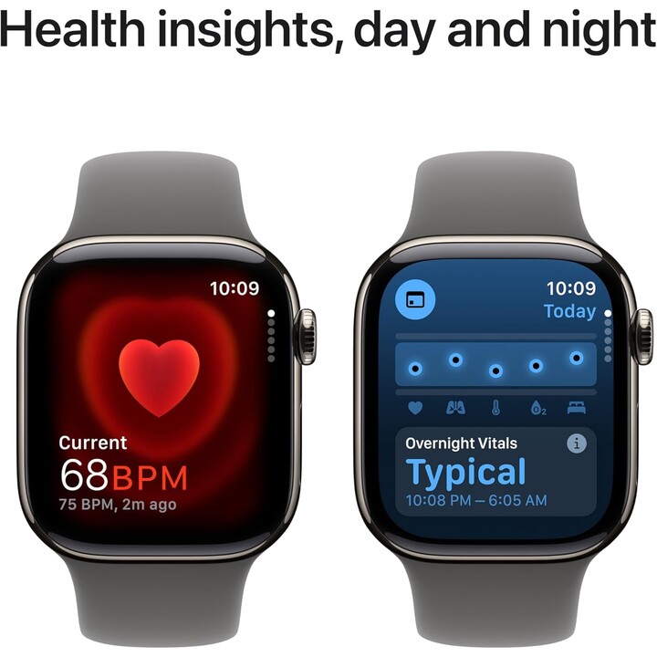 Apple Watch Series 10 GPS Cellular 42 mm Boîtier en titane naturel avec bracelet sport gris pierre - Taille S/M