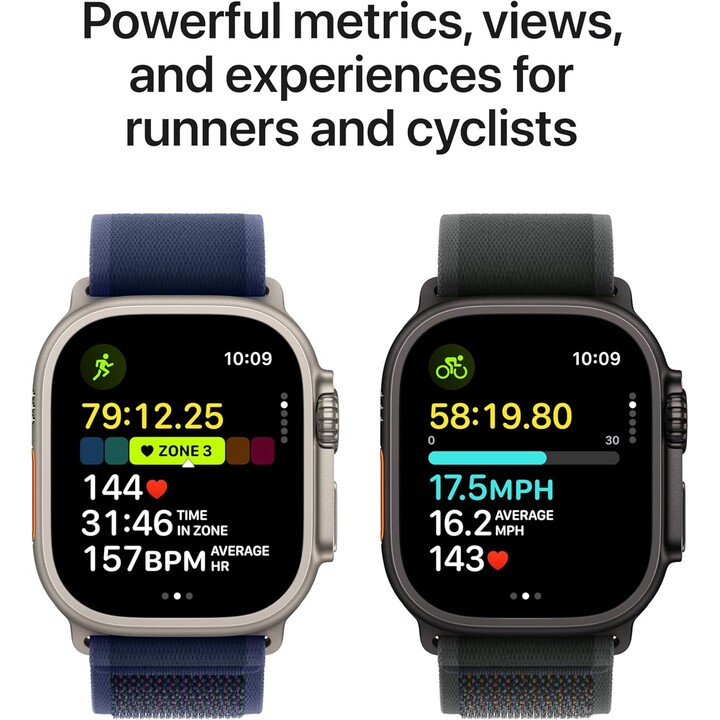 Apple Watch Ultra 2 GPS Cellular 49 mm, schwarzes, robustes Titangehäuse mit schwarzer Milanese-Schlaufe, Größe M
