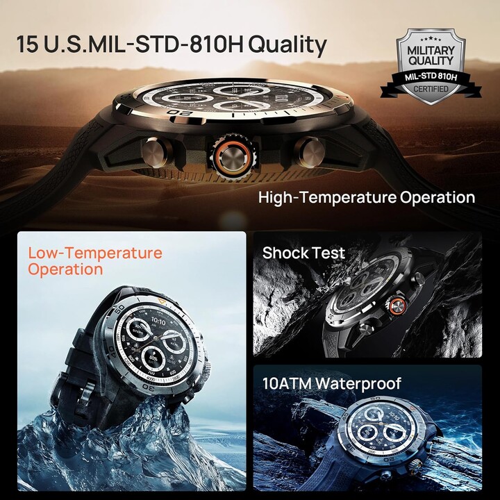 Reloj inteligente Mibro GS Explorer 1.32 AMOLED con monitor de frecuencia cardíaca y presión arterial, fitness, correr, negro