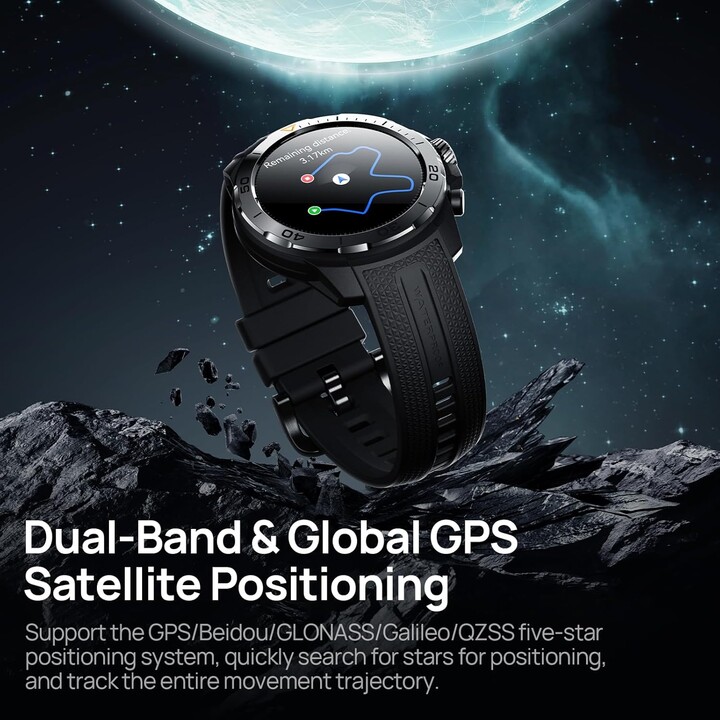 Reloj inteligente Mibro GS Explorer 1.32 AMOLED con monitor de frecuencia cardíaca y presión arterial, fitness, correr, negro
