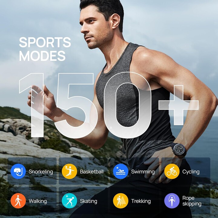 Reloj inteligente Mibro GS Explorer 1.32 AMOLED con monitor de frecuencia cardíaca y presión arterial, fitness, correr, negro