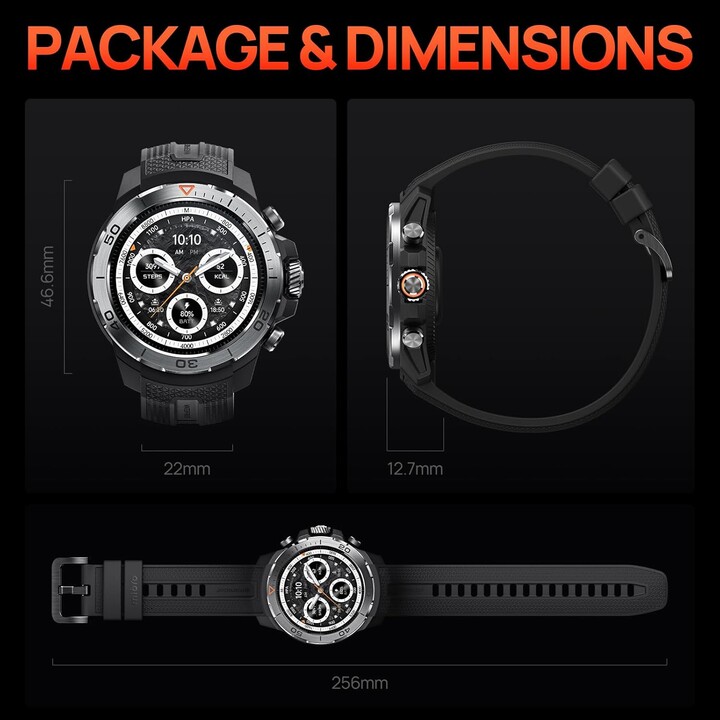 Reloj inteligente Mibro GS Explorer 1.32 AMOLED con monitor de frecuencia cardíaca y presión arterial, fitness, correr, negro
