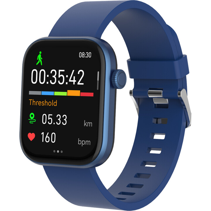 Denver SWC-185BU Azul, Reloj Inteligente Bluetooth AMOLED con frecuencia cardiaca
