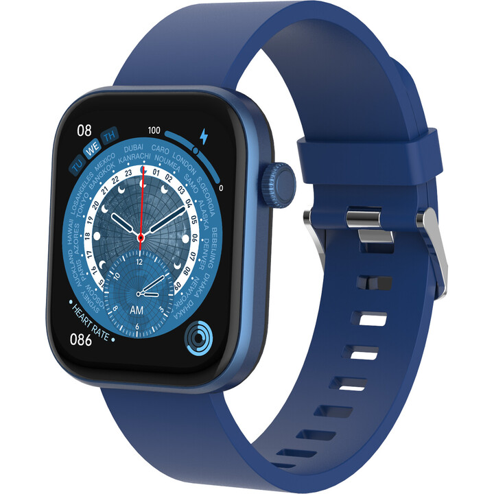 Denver SWC-185BU Azul, Reloj Inteligente Bluetooth AMOLED con frecuencia cardiaca