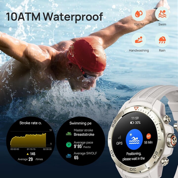 Mibro GS Explorer Smart Watch 1.32 AMOLED con presión arterial, monitor de frecuencia cardíaca, fitness, correr, blanco