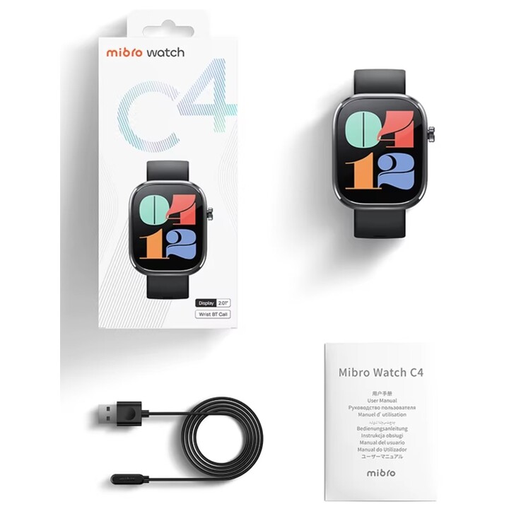 Reloj inteligente Mibro C4, pantalla de 2 pulgadas, llamada Bluetooth, diseño delgado, monitoreo de frecuencia cardíaca de oxíge