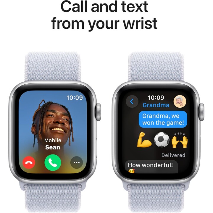 Apple Watch SE 2024 GPS Cellular 44mm, Caja de aluminio plateada con correa deportiva Blue Cloud - Talla única