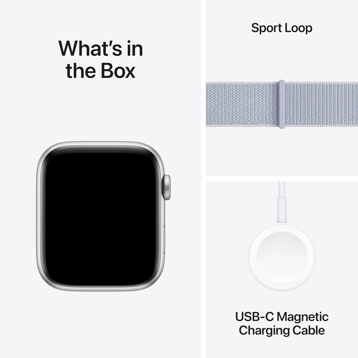Apple Watch SE 2024 GPS Cellular 44mm, Caja de aluminio plateada con correa deportiva Blue Cloud - Talla única