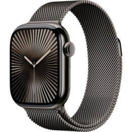 Apple Watch Series 10 GPS Cellular 46 mm, caja de titanio y correa Milanese Loop Pizarra M/L