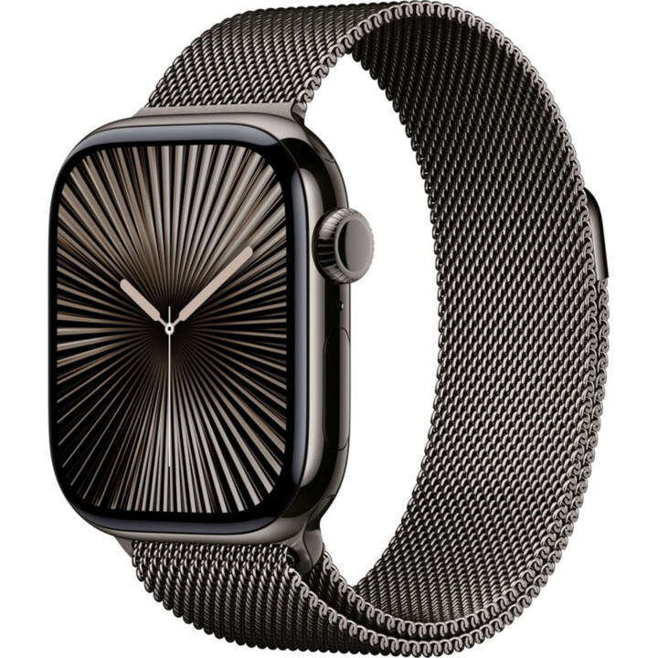 Apple Watch Series 10 GPS Cellular 46 mm, caja de titanio y correa Milanese Loop Pizarra M/L