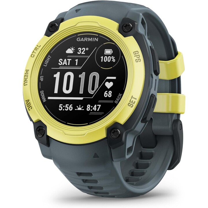 Garmin Instinct E, GPS Smartwatch, 40 mm, resistente al agua, aplicaciones deportivas incorporadas, correa negra, amarillo