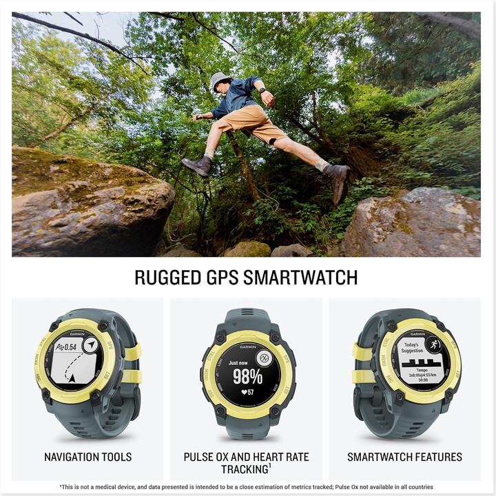 Garmin Instinct E, GPS Smartwatch, 40 mm, resistente al agua, aplicaciones deportivas incorporadas, correa negra, amarillo
