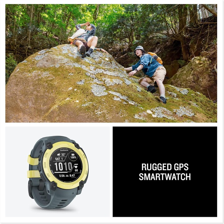 Garmin Instinct E, GPS Smartwatch, 40 mm, resistente al agua, aplicaciones deportivas incorporadas, correa negra, amarillo