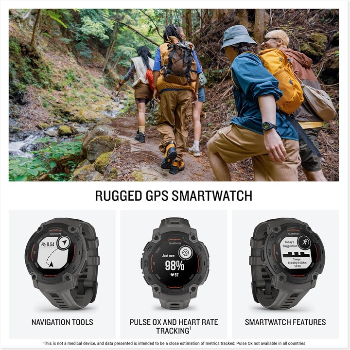 Garmin Instinct E, GPS Smartwatch, 45 mm, resistente al agua, aplicaciones deportivas incorporadas, negro