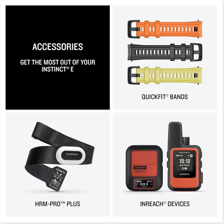 Garmin Instinct E, GPS Smartwatch, 45 mm, resistente al agua, aplicaciones deportivas incorporadas, negro