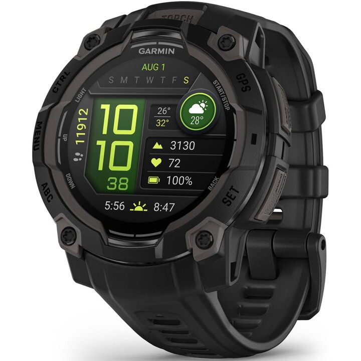 Garmin Instinct 3, GPS Smartwatch, pantalla AMOLED de 45 mm, monitoreo de salud, linterna LED, hasta 18 días, negro