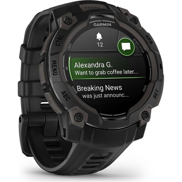 Garmin Instinct 3, GPS Smartwatch, pantalla AMOLED de 45 mm, monitoreo de salud, linterna LED, hasta 18 días, negro