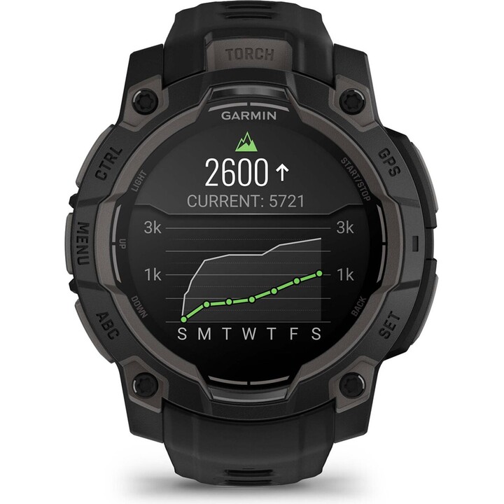 Garmin Instinct 3, GPS Smartwatch, pantalla AMOLED de 45 mm, monitoreo de salud, linterna LED, hasta 18 días, negro