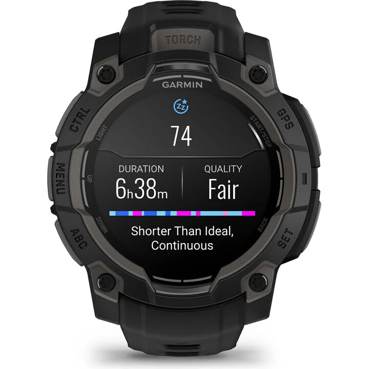 Garmin Instinct 3, GPS Smartwatch, pantalla AMOLED de 45 mm, monitoreo de salud, linterna LED, hasta 18 días, negro