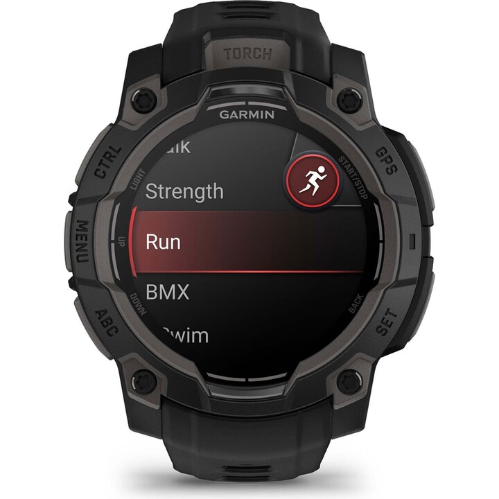 Garmin Instinct 3, GPS Smartwatch, pantalla AMOLED de 45 mm, monitoreo de salud, linterna LED, hasta 18 días, negro