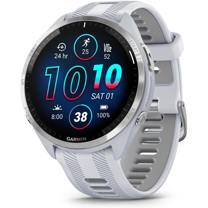 Garmin Forerunner 965 Quartz Smartwatch para unisex, Whitestone/Powder Gris
