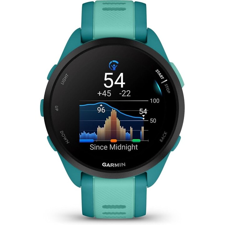 Garmin Forerunner 165 Music GPS 43 mm con reloj inteligente, pantalla táctil AMOLED, entrenamiento avanzado, hasta 11, Aqua