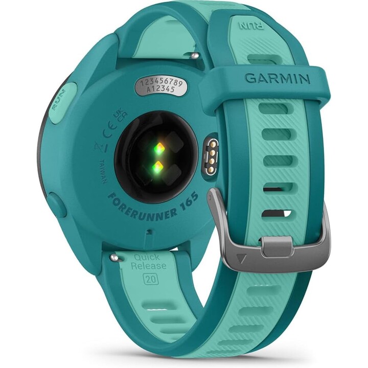 Garmin Forerunner 165 Music GPS 43 mm con reloj inteligente, pantalla táctil AMOLED, entrenamiento avanzado, hasta 11, Aqua