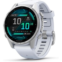 Garmin Fenix 8-43mm, AMOLED Premium Multisport GPS Smartwatch, Long-Lasting Battery, Silver with Whitestone Band