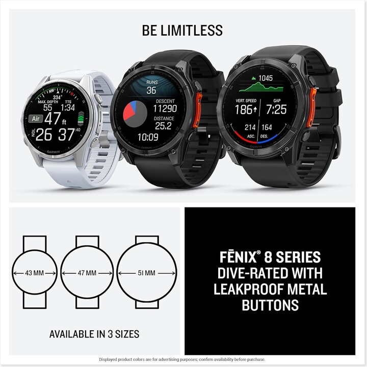 Garmin Fenix ​​8-43 mm, reloj inteligente GPS MultiSport premium AMOLED, batería de larga duración, plata con banda Whitestone