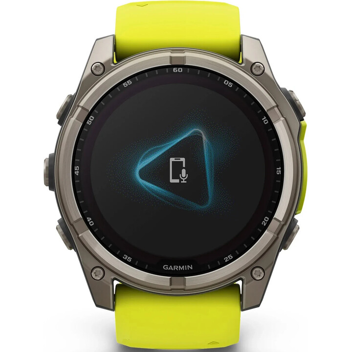 Garmin Fenix ​​8-51 mm, solar, nalle de bucle, lámpara LED incorporada, zafiro, titanio con correa de silicona amarilla