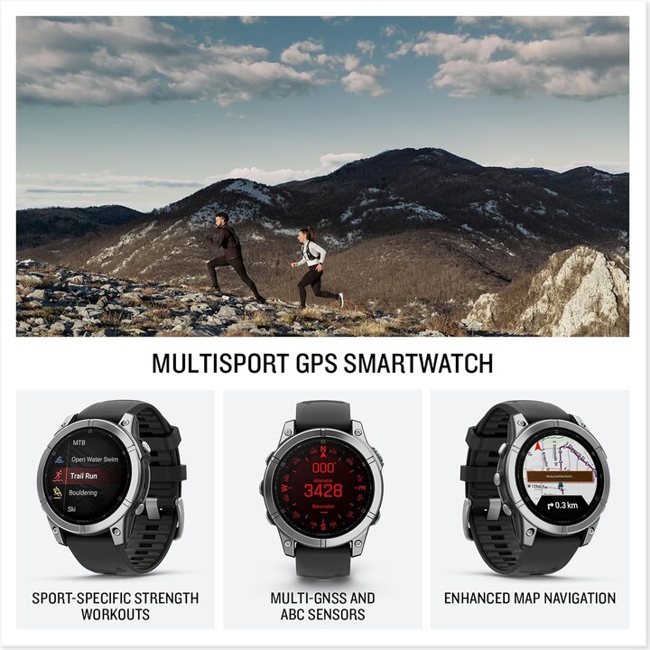 Garmin Fēnix E GPS 47 mm Multivesport Smartwatch, características de entrenamiento, hasta 16 días de duración de la batería, neg