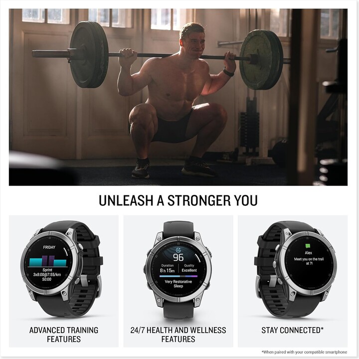 Garmin Fēnix E GPS 47 mm Multivesport Smartwatch, características de entrenamiento, hasta 16 días de duración de la batería, neg