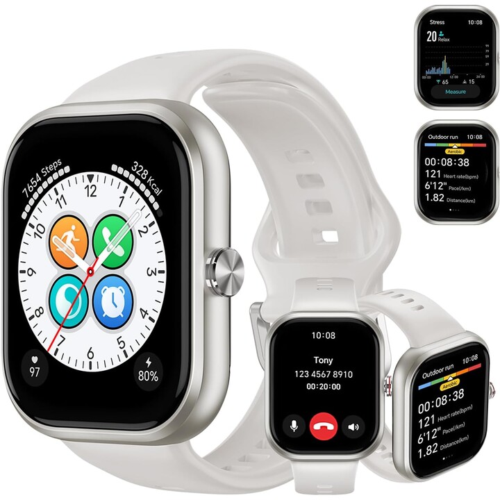 HONOR Choice Smartwatch, Fitness Tracker, SpO2, 1.95 AMOLED Display, 12 Days, GPS, 5ATM, White