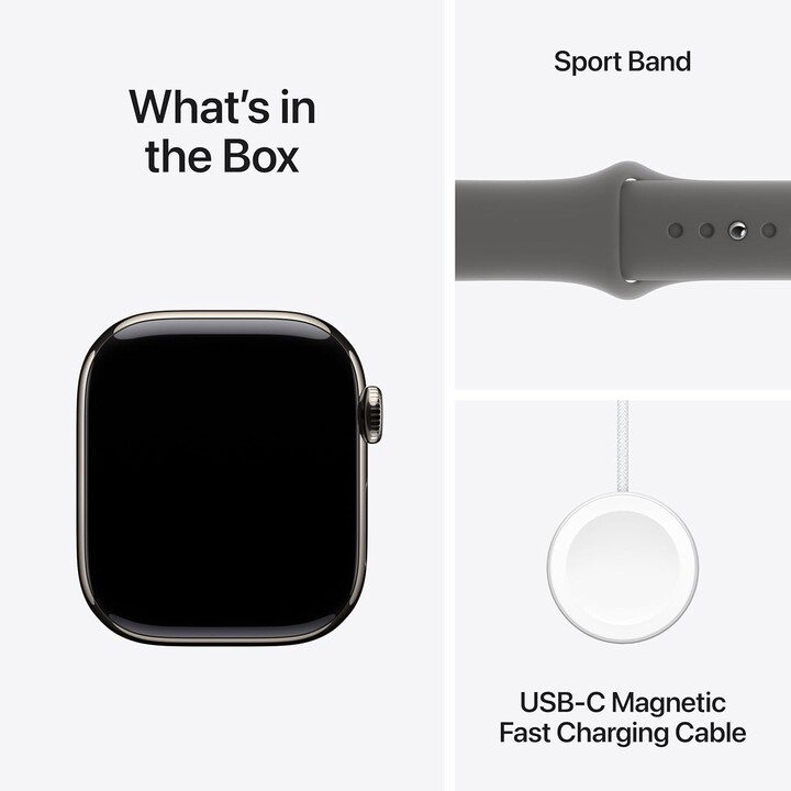 Apple Watch Series 10 GPS Cellular 46mm Caja de titanio natural y correa deportiva gris piedra - Talla S/M
