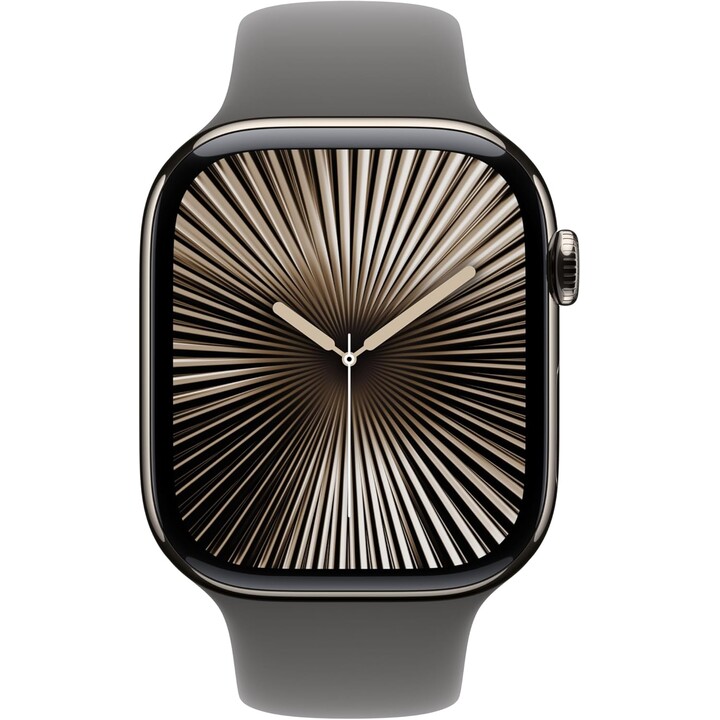 Apple Watch Series 10 GPS Cellular 46mm Caja de titanio natural y correa deportiva gris piedra - Talla S/M